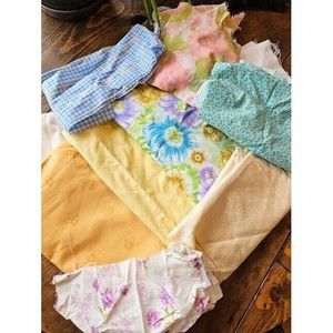 Vintage Spring Fabric Scraps- Floral, Bees, Plaid, Plain